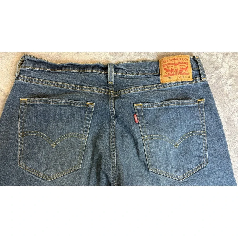 Levi’s 514 Jeans Mens Size 36 x 34 Blue Denim Straight Leg EUC